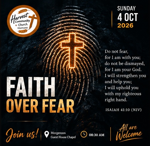 Harvest Community Church Faith Over Fear invitation design